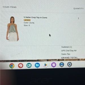 Lanston V Halter Crop Top- NWT- Size Small- Color Sage